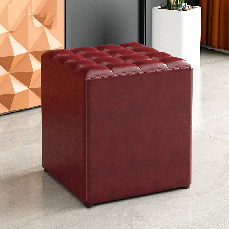 Simplicity Plain Ottoman Stool Water Resistant Genuine Leather Chair Ottoman