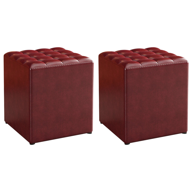 Simplicity Plain Ottoman Stool Water Resistant Genuine Leather Chair Ottoman