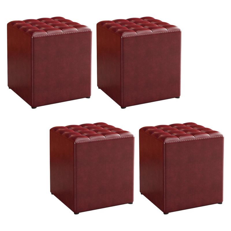 Simplicity Plain Ottoman Stool Water Resistant Genuine Leather Chair Ottoman