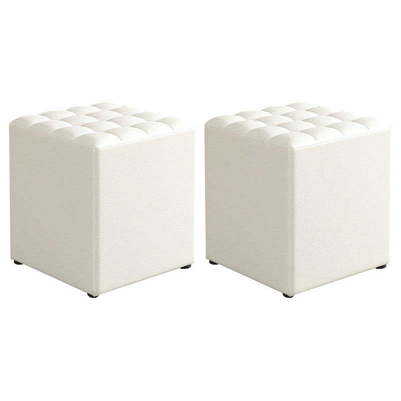 Simplicity Plain Ottoman Stool Water Resistant Genuine Leather Chair Ottoman