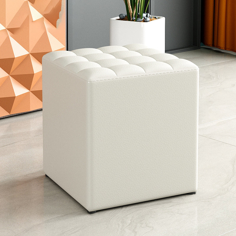 Simplicity Plain Ottoman Stool Water Resistant Genuine Leather Chair Ottoman