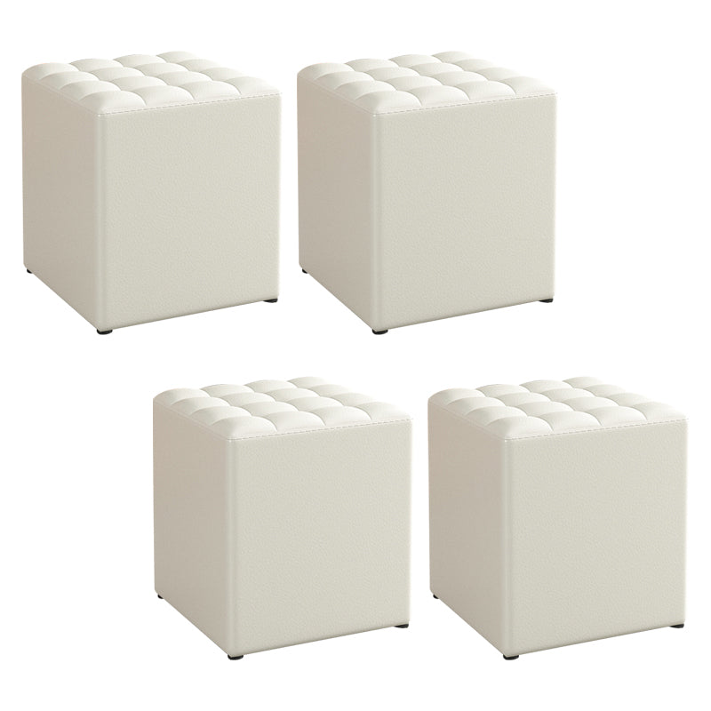 Simplicity Plain Ottoman Stool Water Resistant Genuine Leather Chair Ottoman