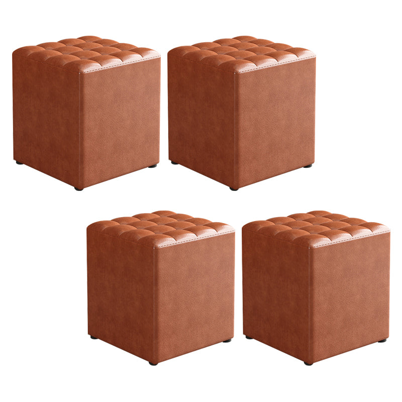 Simplicity Plain Ottoman Stool Water Resistant Genuine Leather Chair Ottoman