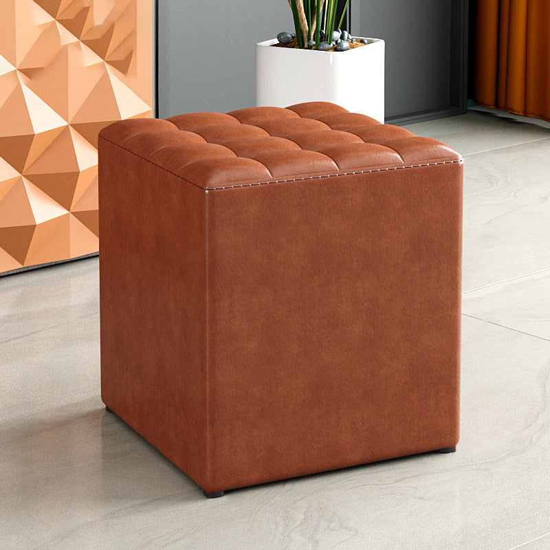 Simplicity Plain Ottoman Stool Water Resistant Genuine Leather Chair Ottoman
