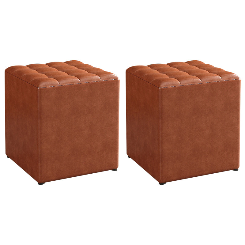 Simplicity Plain Ottoman Stool Water Resistant Genuine Leather Chair Ottoman