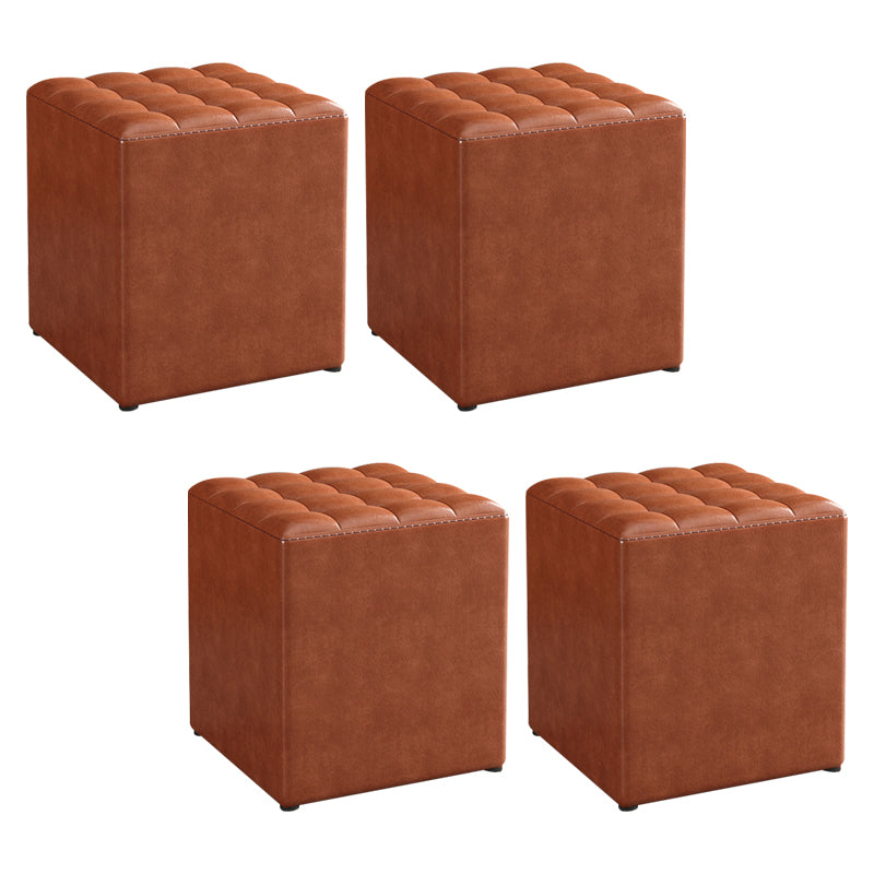 Simplicity Plain Ottoman Stool Water Resistant Genuine Leather Chair Ottoman