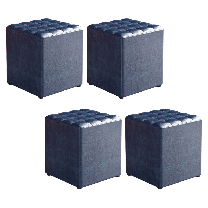 Simplicity Plain Ottoman Stool Water Resistant Genuine Leather Chair Ottoman