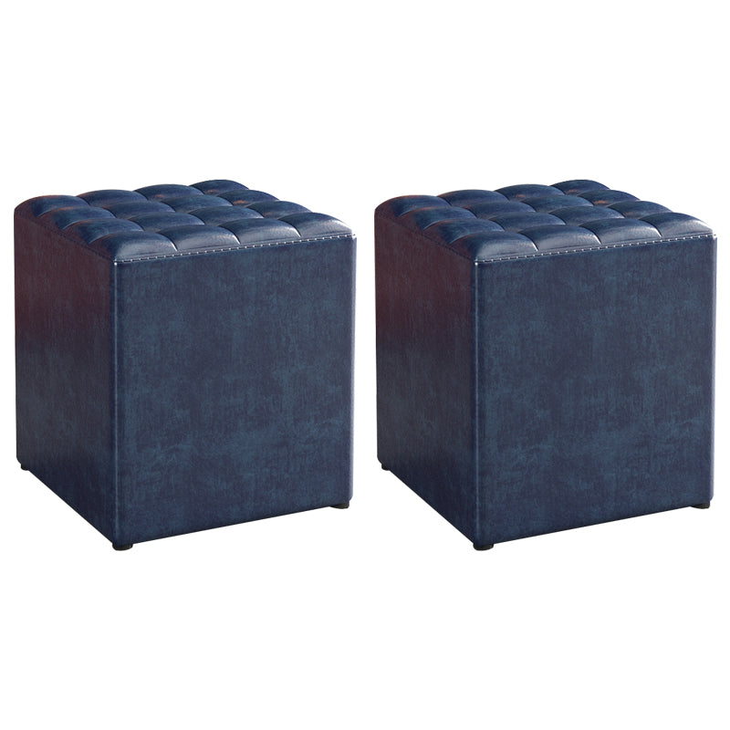 Simplicity Plain Ottoman Stool Water Resistant Genuine Leather Chair Ottoman