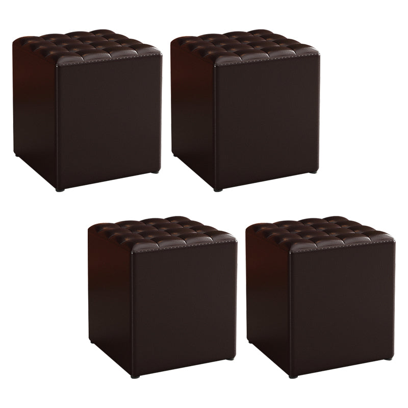 Simplicity Plain Ottoman Stool Water Resistant Genuine Leather Chair Ottoman