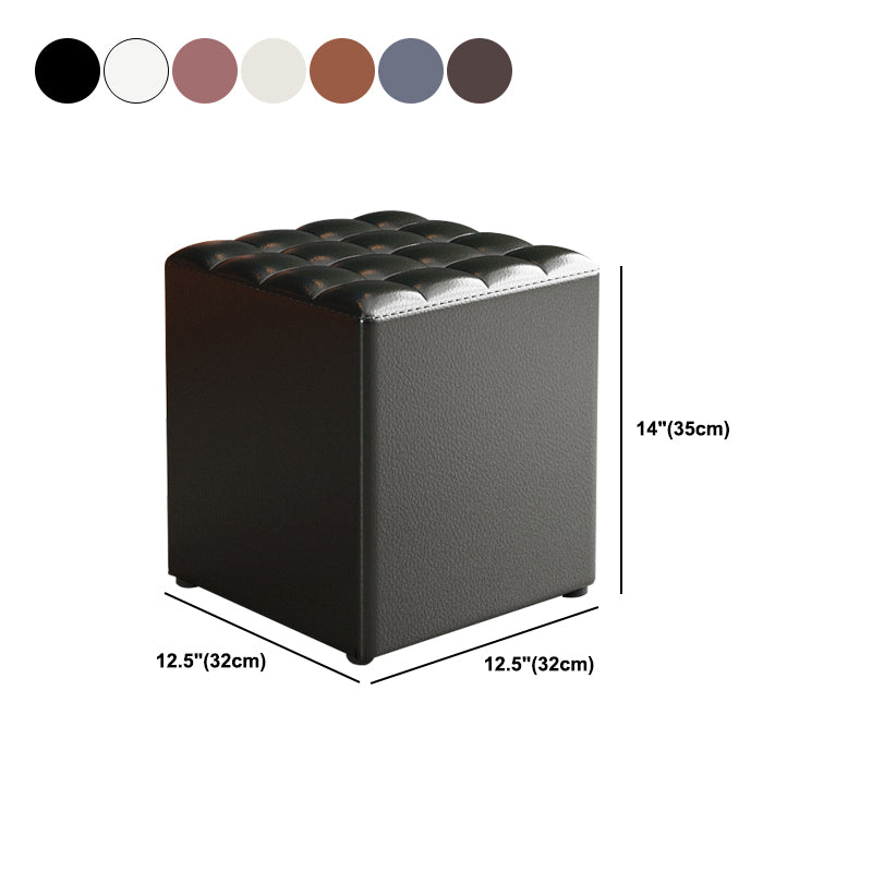 Simplicity Plain Ottoman Stool Water Resistant Genuine Leather Chair Ottoman