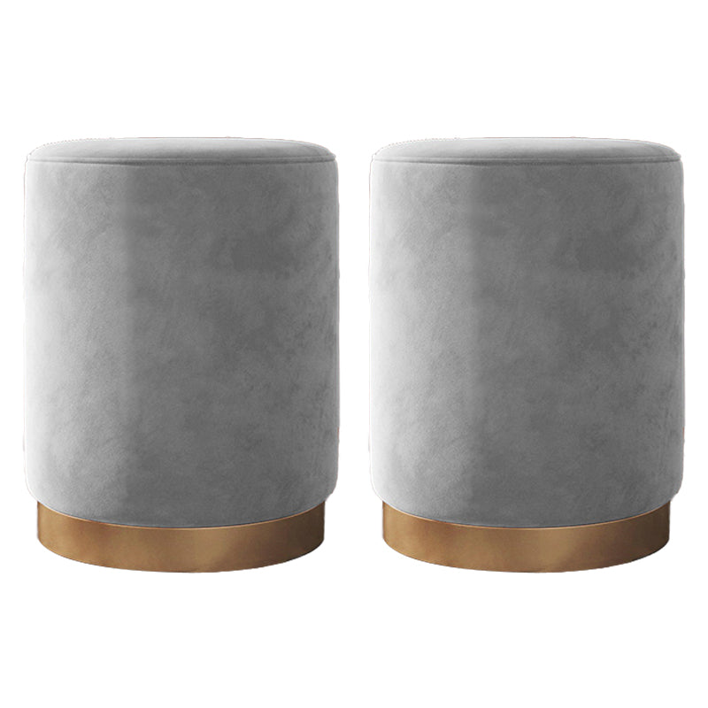 Glam Pouf Ottoman Velvet Upholstered Metal Frame Round Ottoman