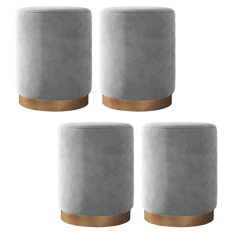 Glam Pouf Ottoman Velvet Upholstered Metal Frame Round Ottoman