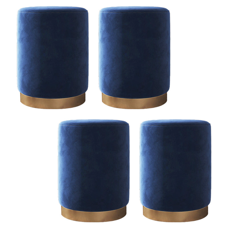 Glam Pouf Ottoman Velvet Upholstered Metal Frame Round Ottoman