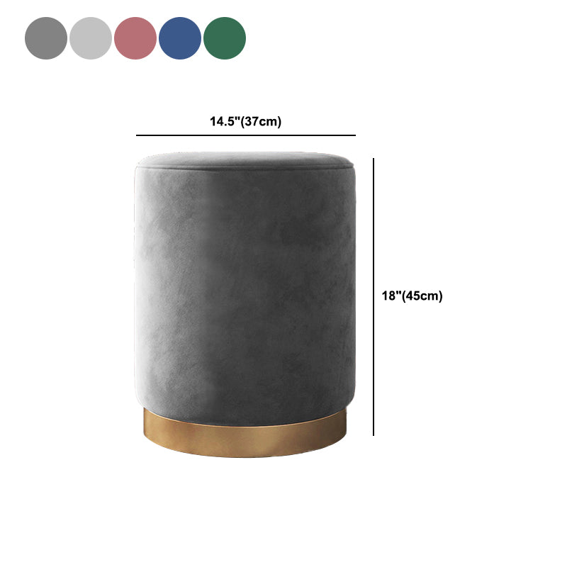 Glam Pouf Ottoman Velvet Upholstered Metal Frame Round Ottoman
