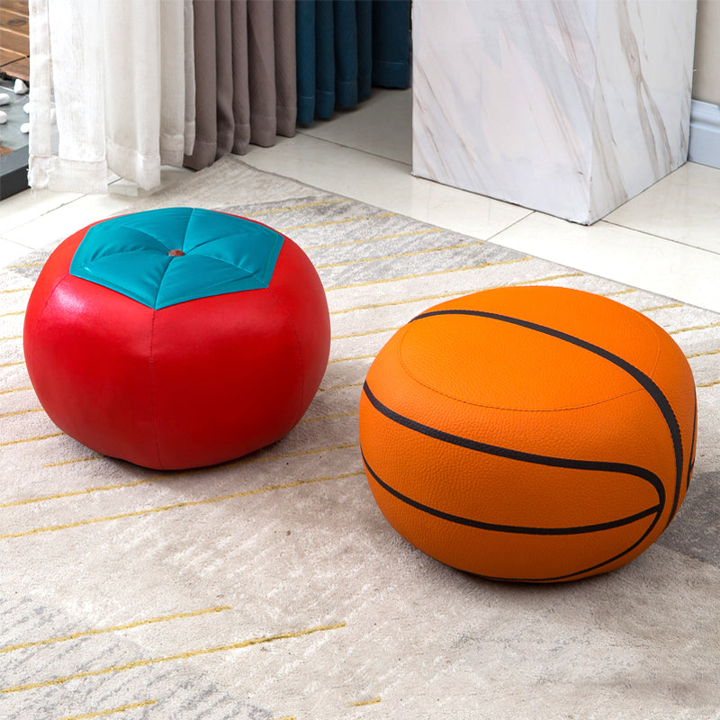 Stain Resistant Faux Leather Ottoman Football Printed Pouf Modern Ottoman
