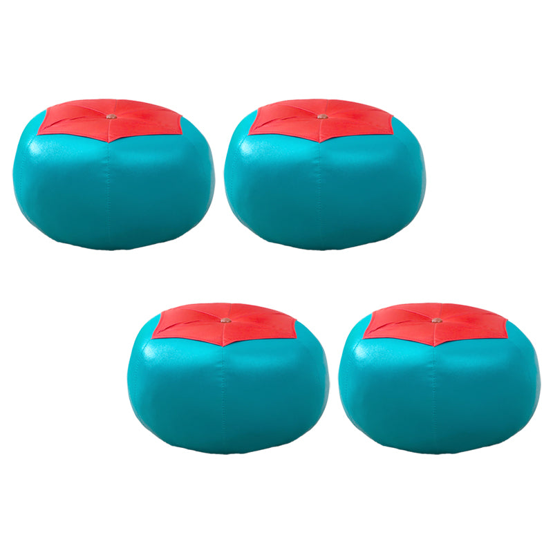 Stain Resistant Faux Leather Ottoman Football Printed Pouf Modern Ottoman