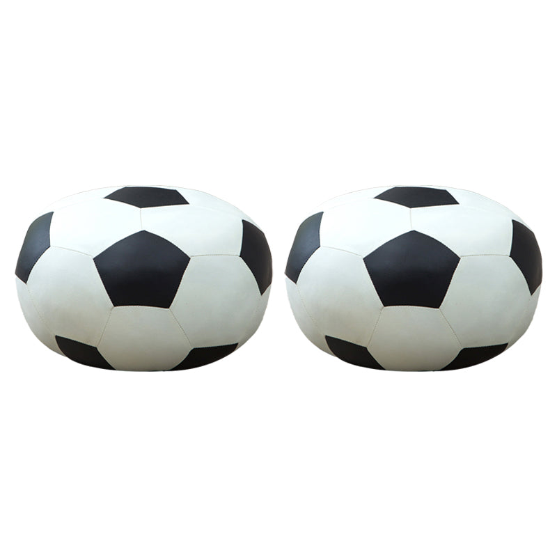 Stain Resistant Faux Leather Ottoman Football Printed Pouf Modern Ottoman