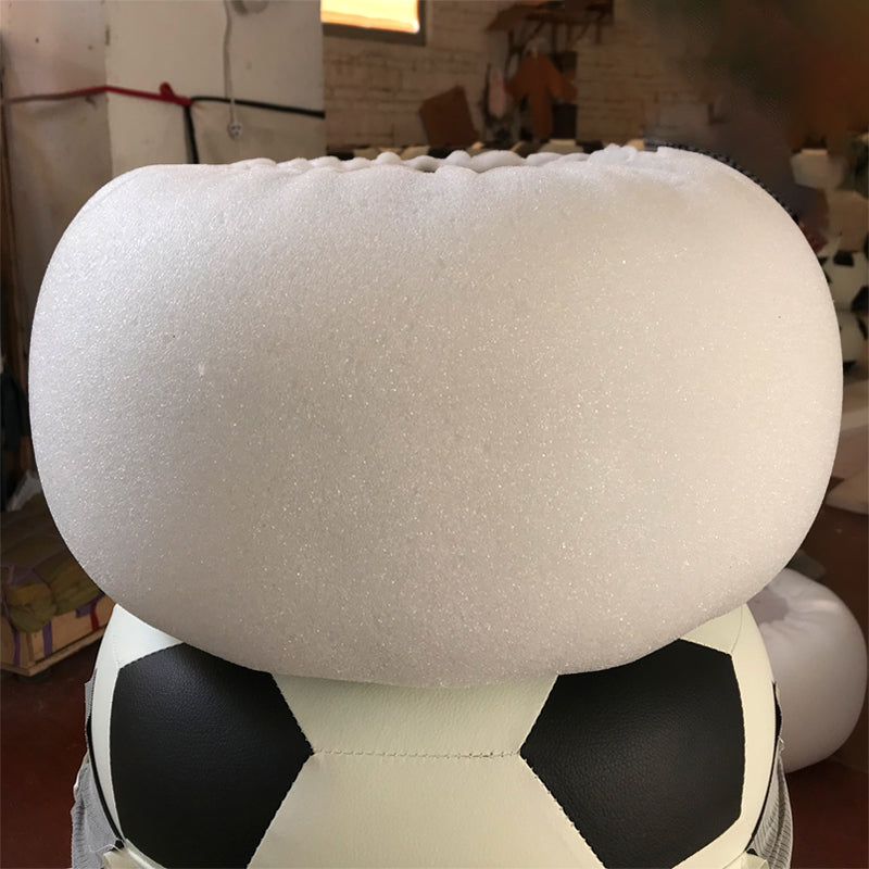 Stain Resistant Faux Leather Ottoman Football Printed Pouf Modern Ottoman