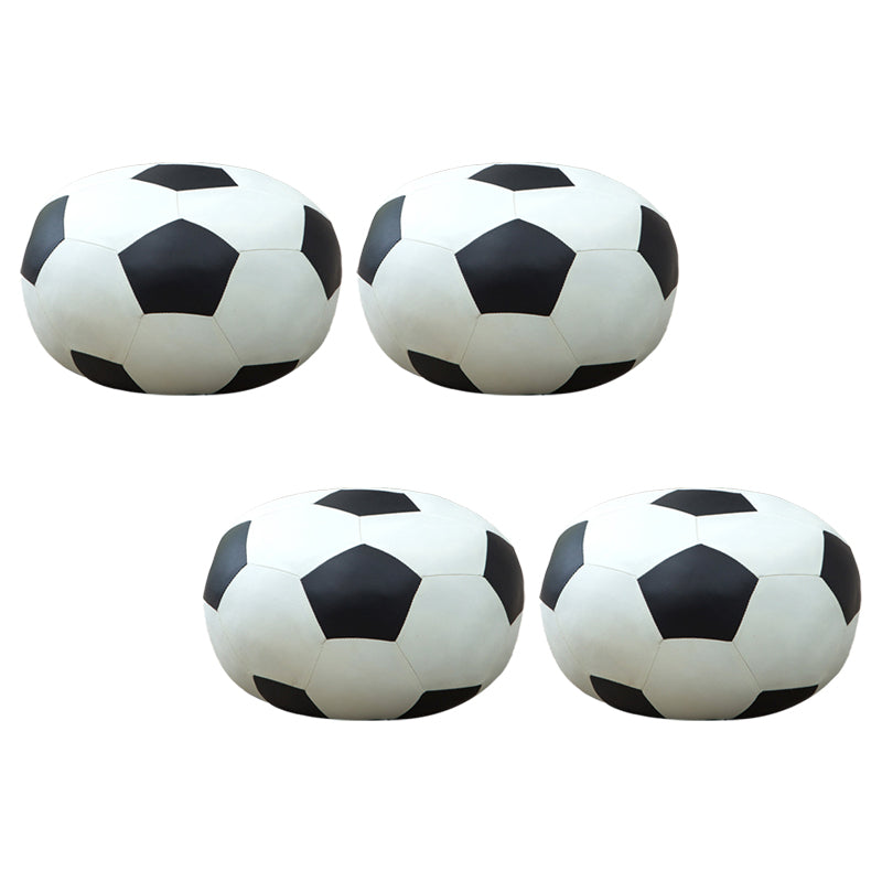 Stain Resistant Faux Leather Ottoman Football Printed Pouf Modern Ottoman