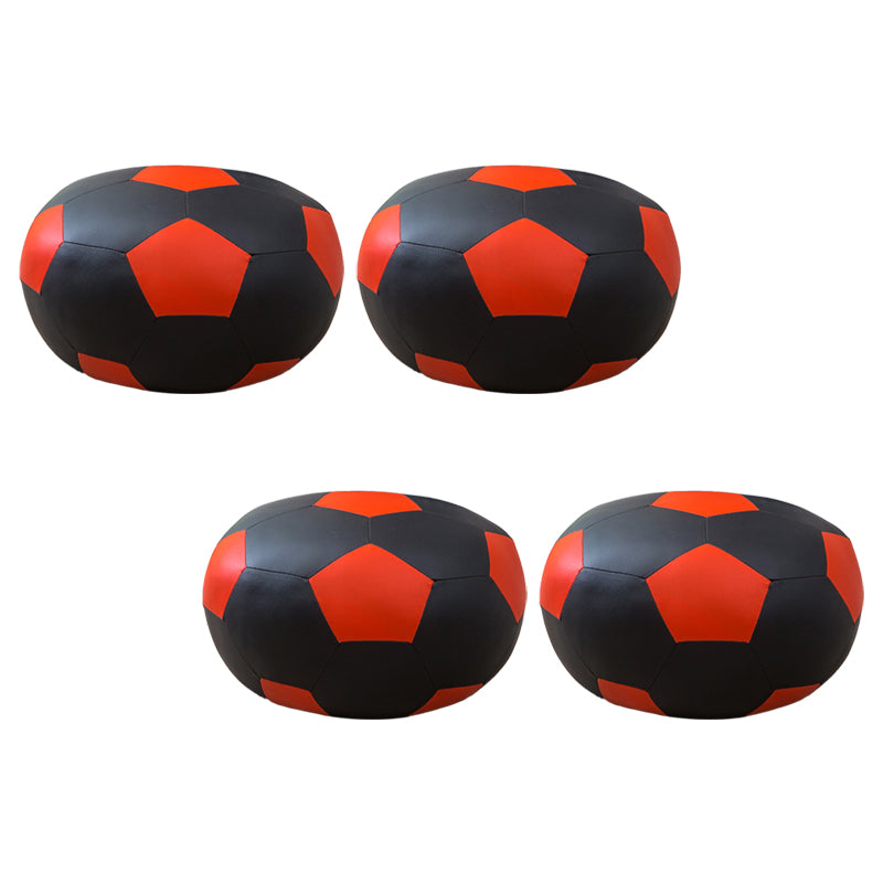 Stain Resistant Faux Leather Ottoman Football Printed Pouf Modern Ottoman