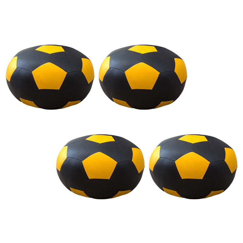 Stain Resistant Faux Leather Ottoman Football Printed Pouf Modern Ottoman