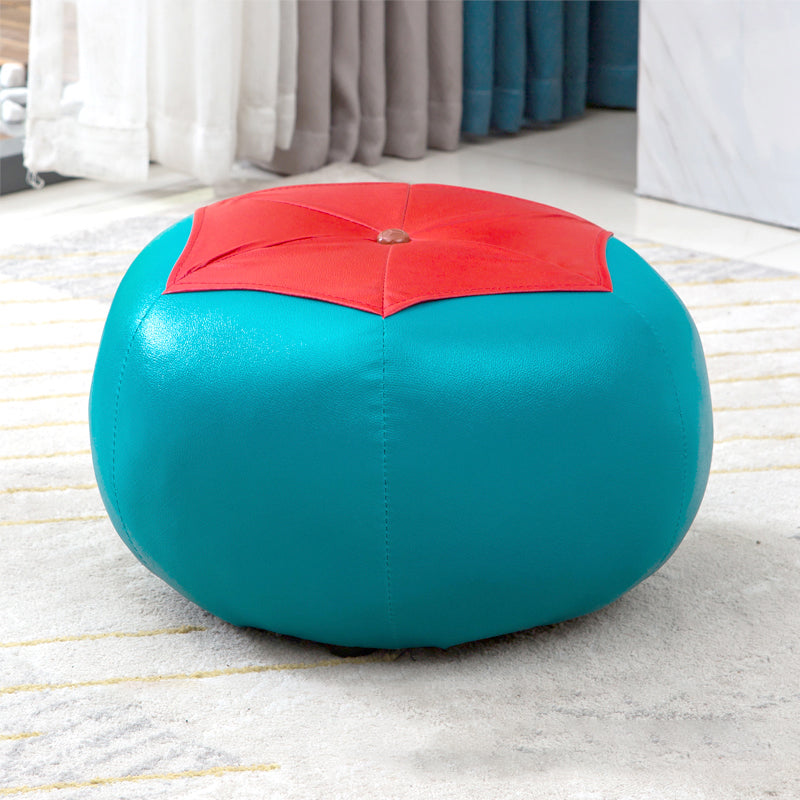 Stain Resistant Faux Leather Ottoman Football Printed Pouf Modern Ottoman