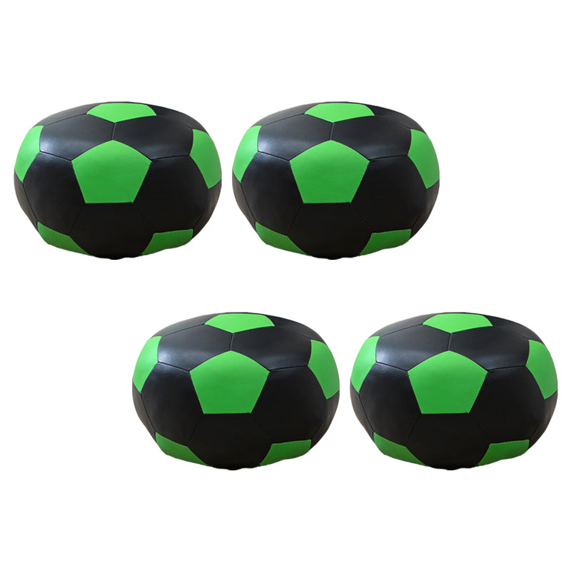 Stain Resistant Faux Leather Ottoman Football Printed Pouf Modern Ottoman