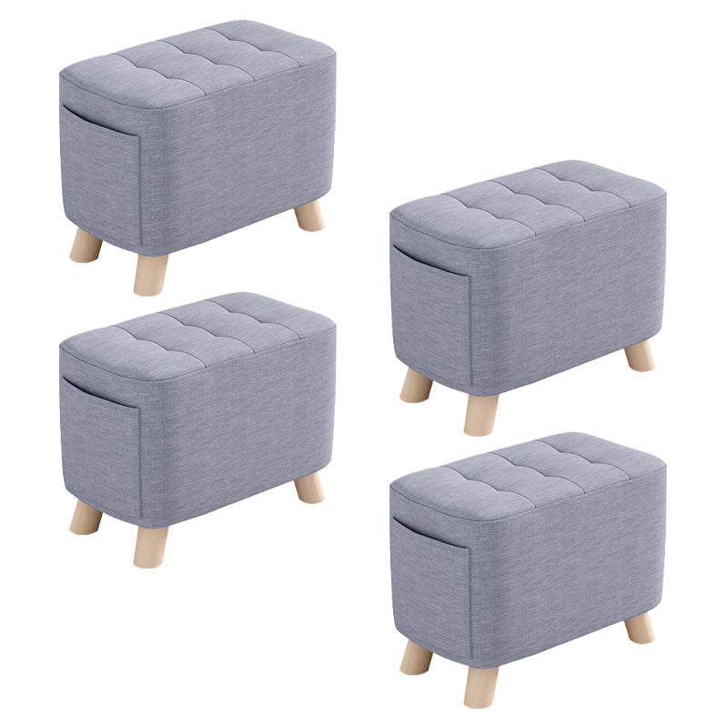 Modern Cotton Storage Pouf Plain Rectangle Tufted Chair Ottoman