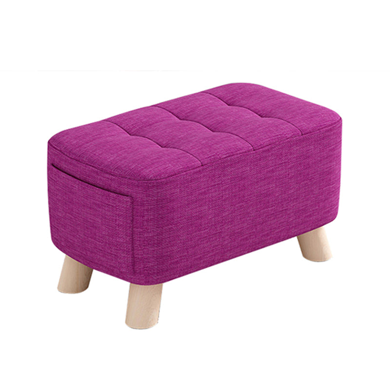 Modern Cotton Storage Pouf Plain Rectangle Tufted Chair Ottoman