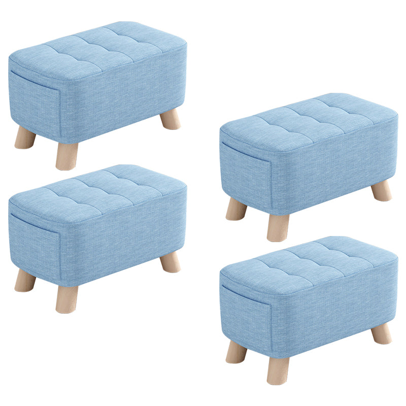 Modern Cotton Storage Pouf Plain Rectangle Tufted Chair Ottoman