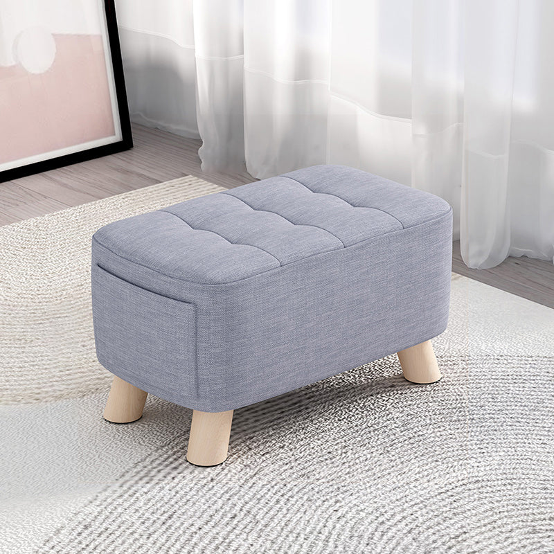 Modern Cotton Storage Pouf Plain Rectangle Tufted Chair Ottoman