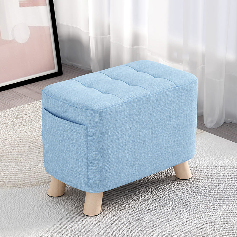 Modern Cotton Storage Pouf Plain Rectangle Tufted Chair Ottoman