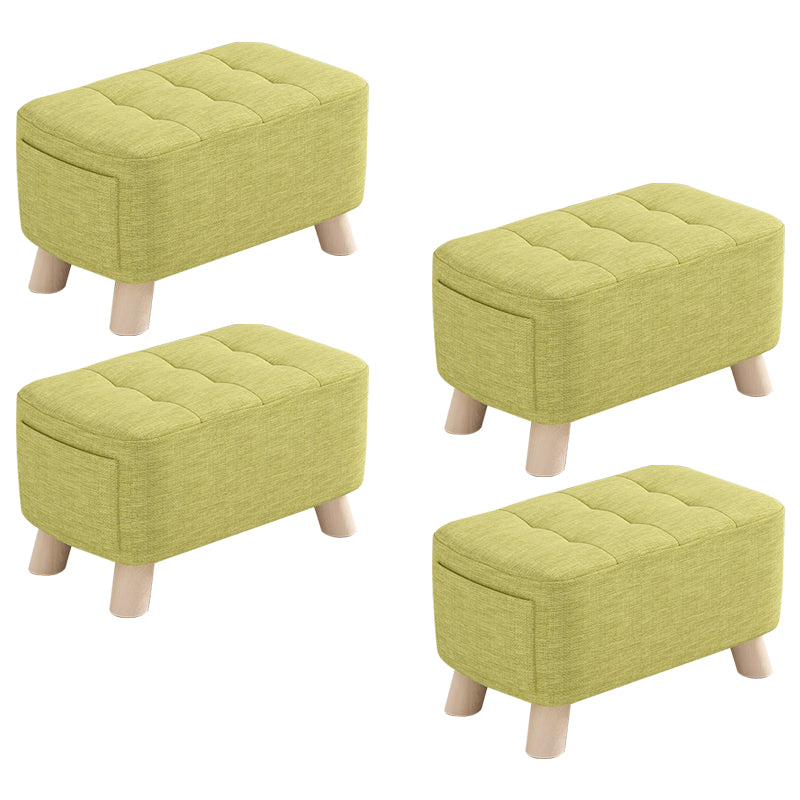 Modern Cotton Storage Pouf Plain Rectangle Tufted Chair Ottoman