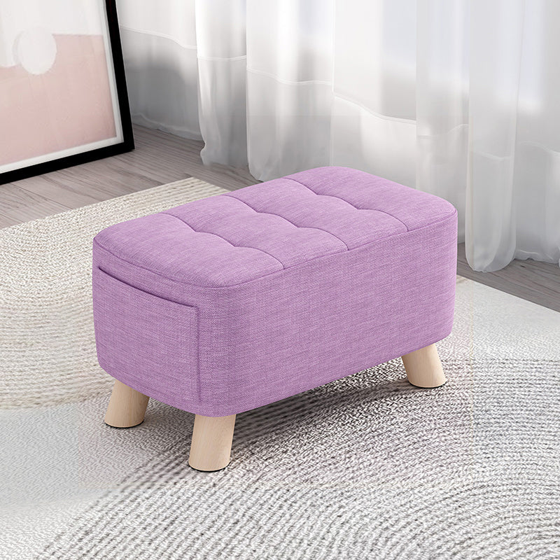 Modern Cotton Storage Pouf Plain Rectangle Tufted Chair Ottoman
