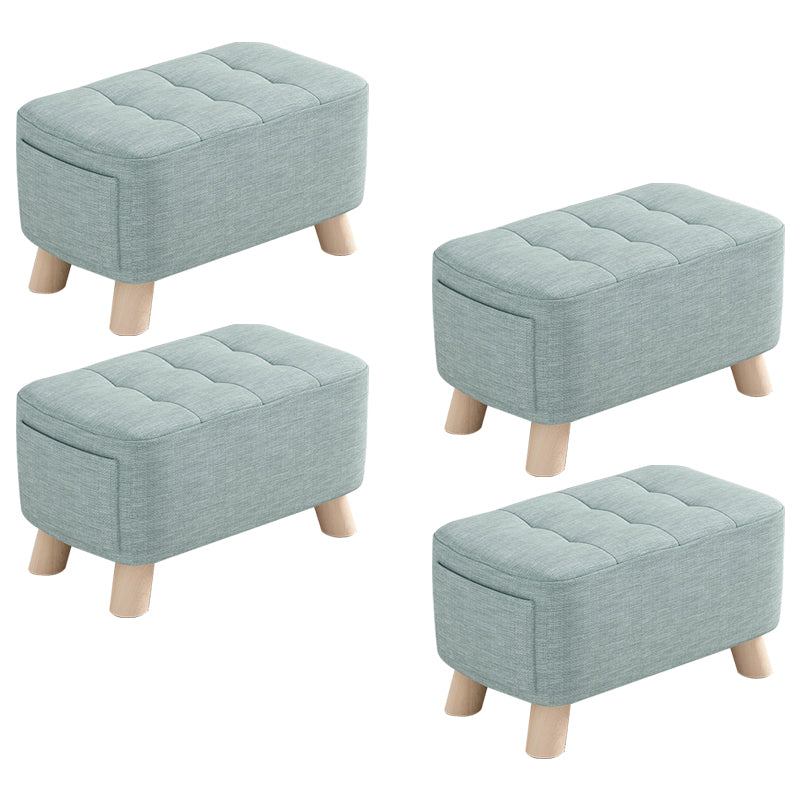 Modern Cotton Storage Pouf Plain Rectangle Tufted Chair Ottoman