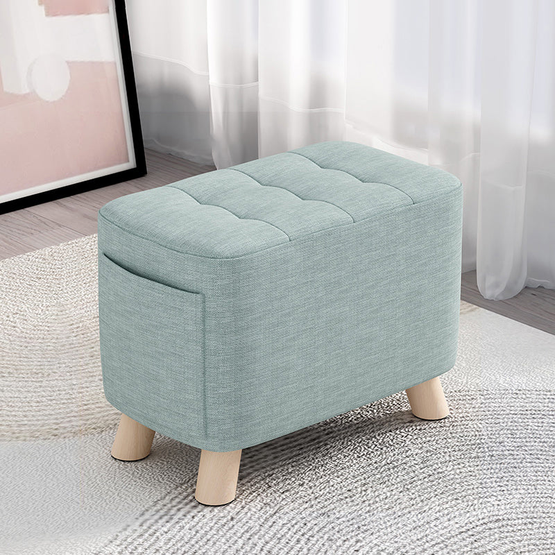 Modern Cotton Storage Pouf Plain Rectangle Tufted Chair Ottoman