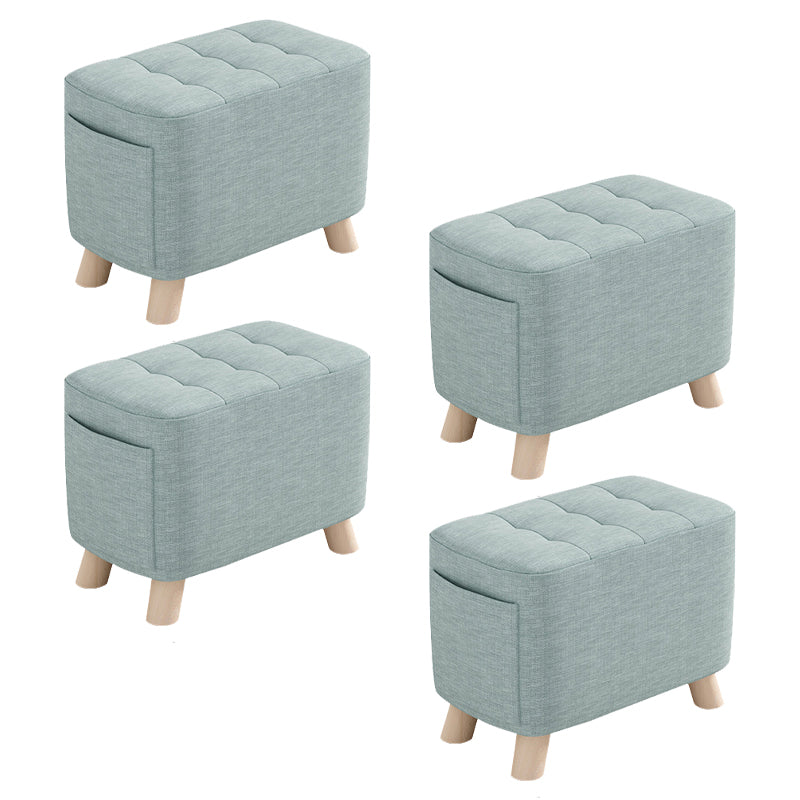 Modern Cotton Storage Pouf Plain Rectangle Tufted Chair Ottoman