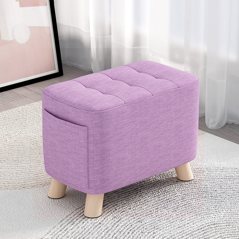 Modern Cotton Storage Pouf Plain Rectangle Tufted Chair Ottoman