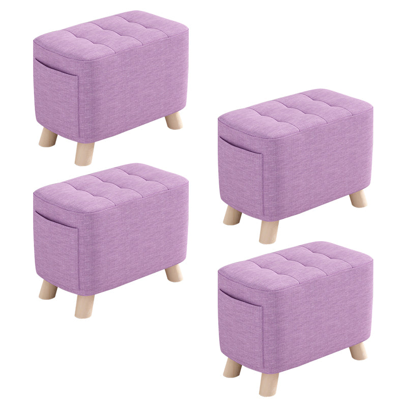 Modern Cotton Storage Pouf Plain Rectangle Tufted Chair Ottoman
