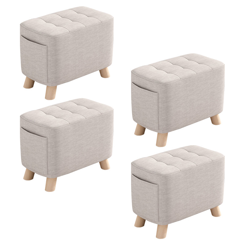 Modern Cotton Storage Pouf Plain Rectangle Tufted Chair Ottoman