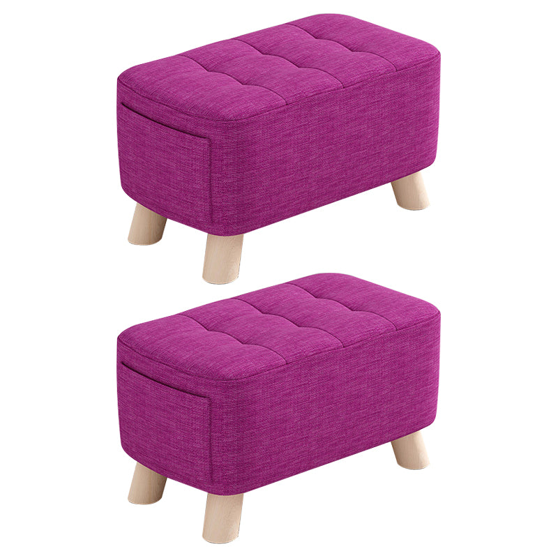 Modern Cotton Storage Pouf Plain Rectangle Tufted Chair Ottoman