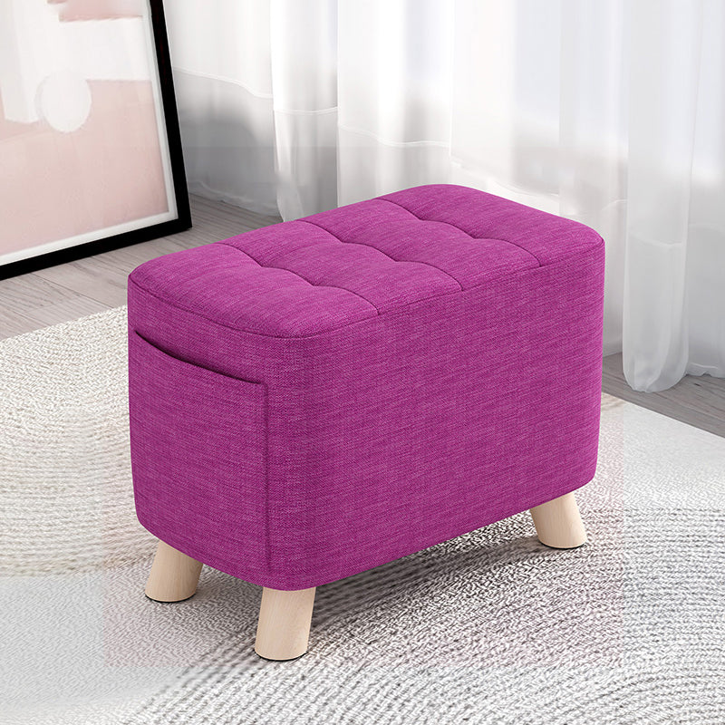 Modern Cotton Storage Pouf Plain Rectangle Tufted Chair Ottoman