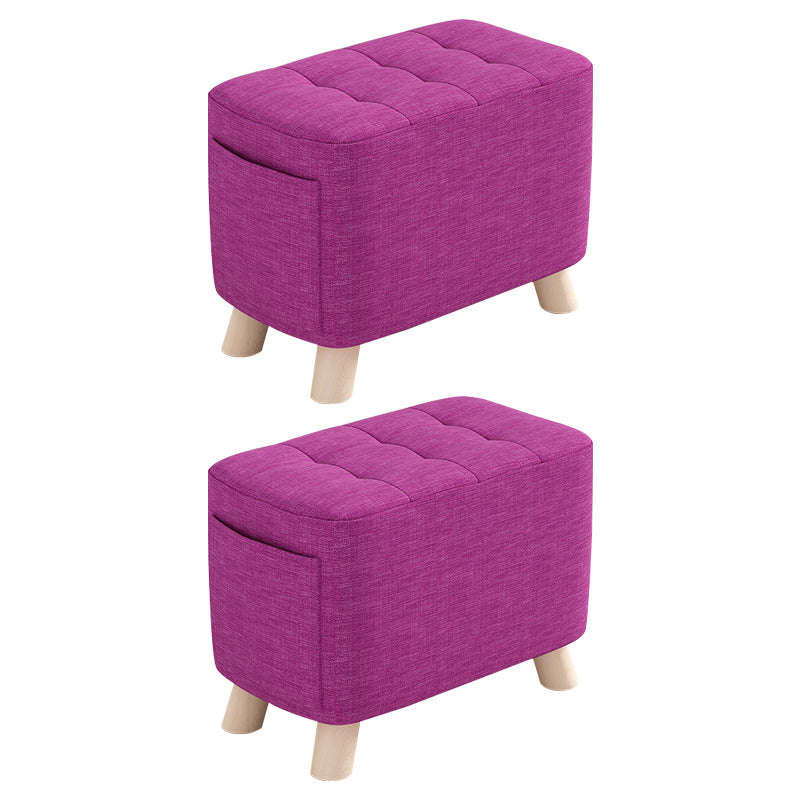 Modern Cotton Storage Pouf Plain Rectangle Tufted Chair Ottoman