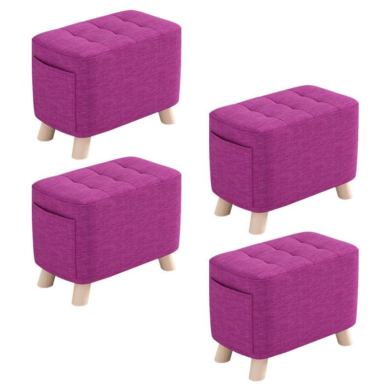 Modern Cotton Storage Pouf Plain Rectangle Tufted Chair Ottoman
