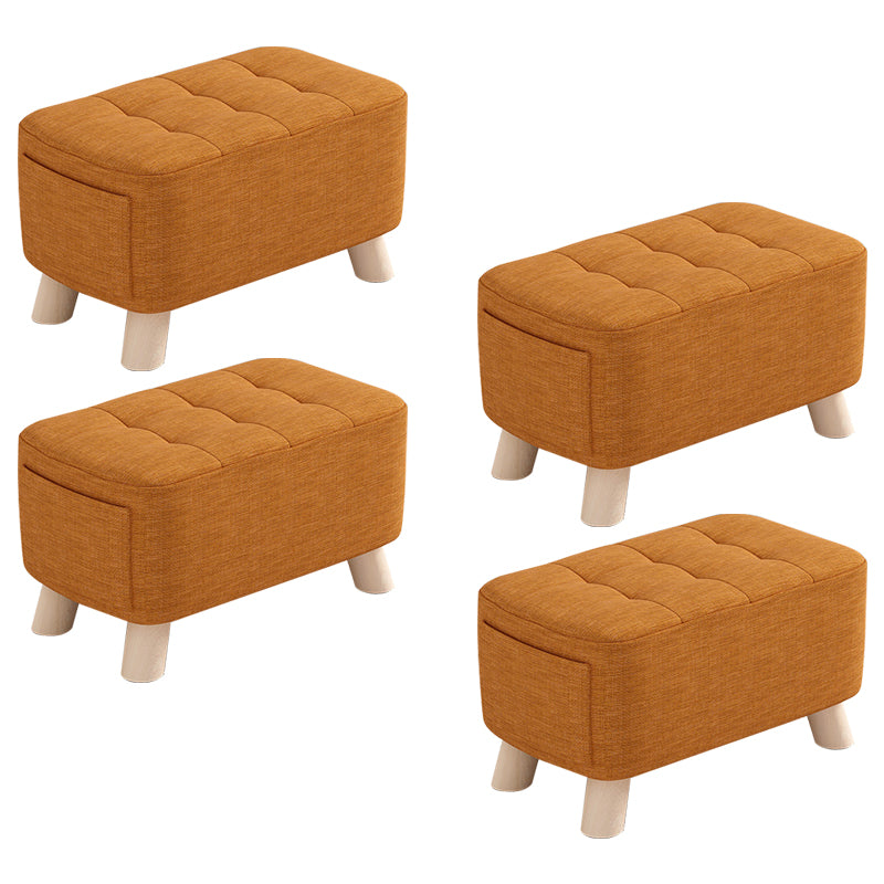 Modern Cotton Storage Pouf Plain Rectangle Tufted Chair Ottoman