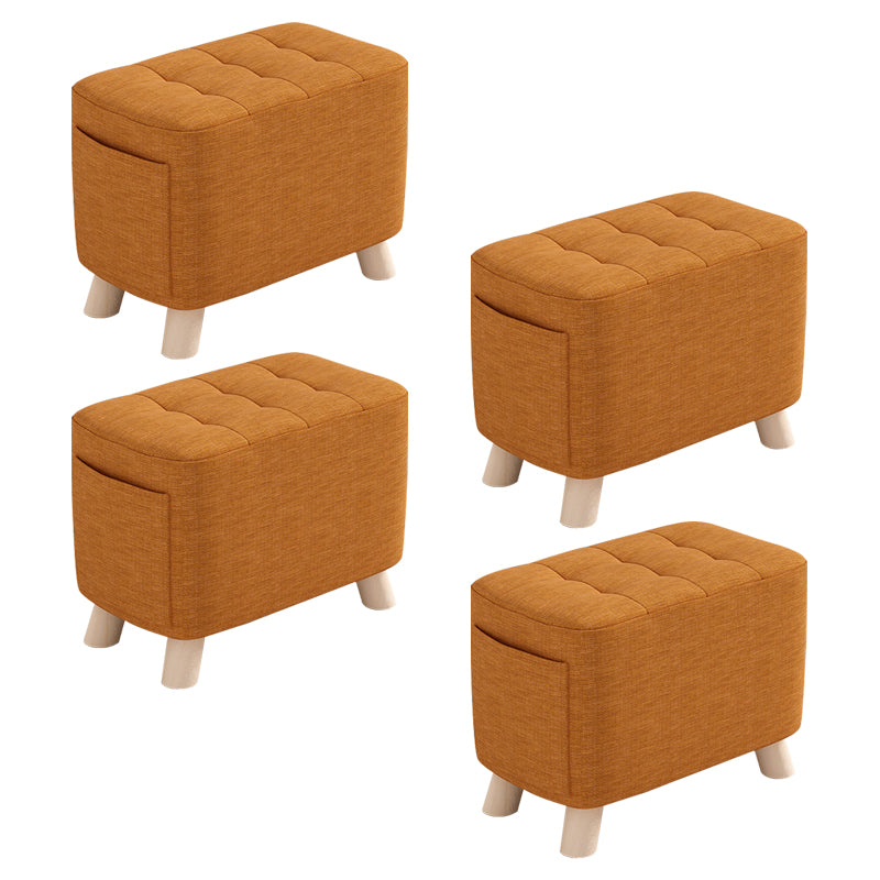 Modern Cotton Storage Pouf Plain Rectangle Tufted Chair Ottoman