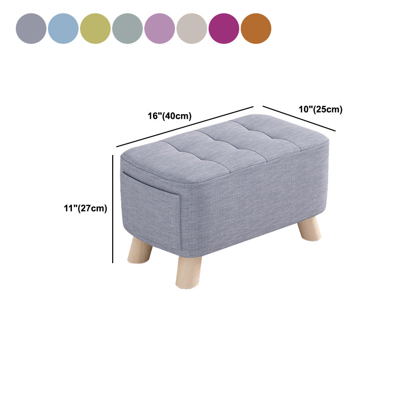 Modern Cotton Storage Pouf Plain Rectangle Tufted Chair Ottoman