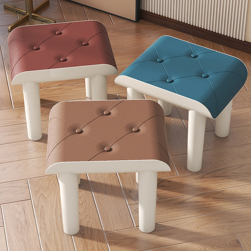 Contemporary Ottoman Faux Leather Acrylic Frame Tufted Rectangle Ottoman