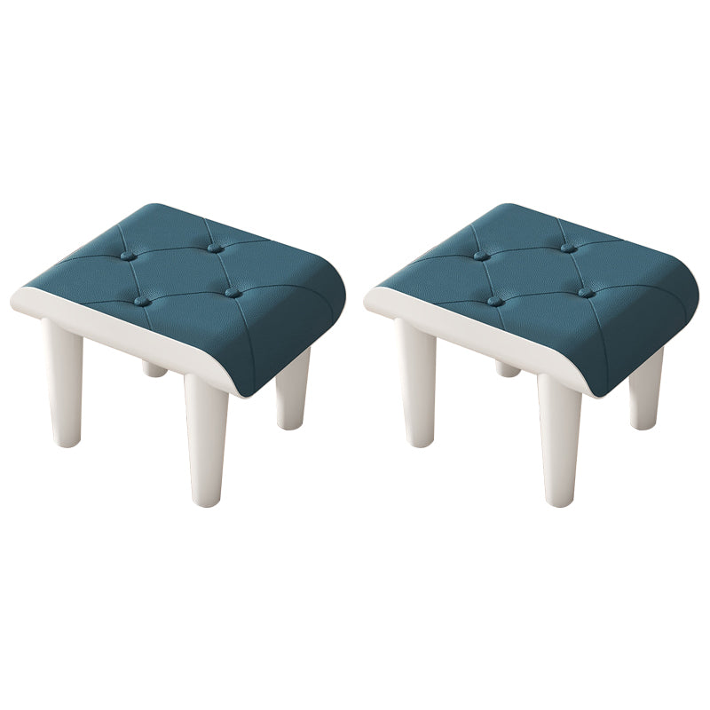 Contemporary Ottoman Faux Leather Acrylic Frame Tufted Rectangle Ottoman