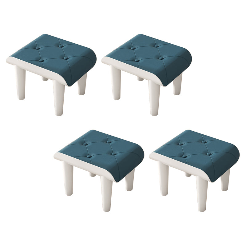 Contemporary Ottoman Faux Leather Acrylic Frame Tufted Rectangle Ottoman